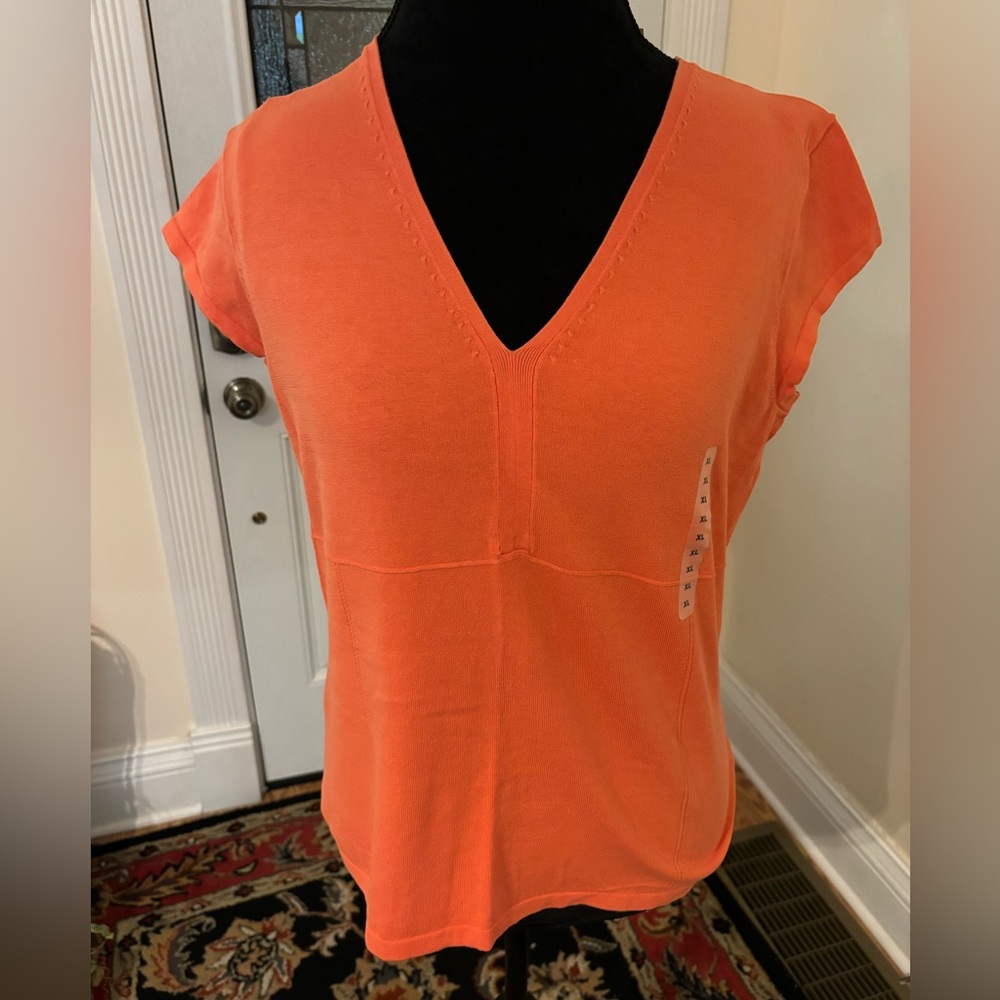 GAP Stretch Orange Cap Sleeved Light Sweater